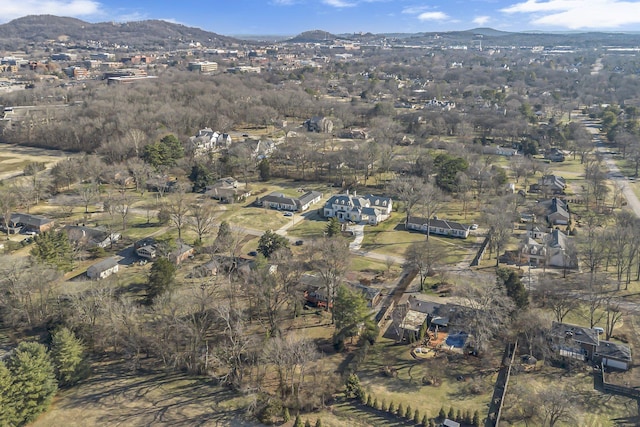 drone / aerial view with a mountain view