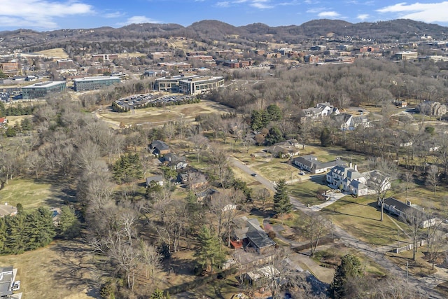 drone / aerial view with a mountain view