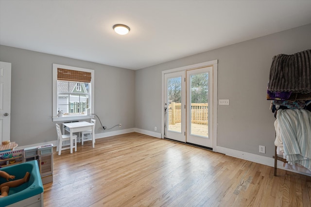 interior space with light hardwood / wood-style floors