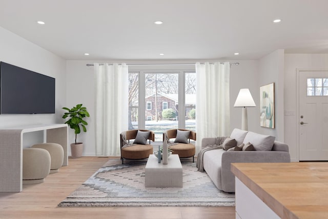 living room with light wood-type flooring