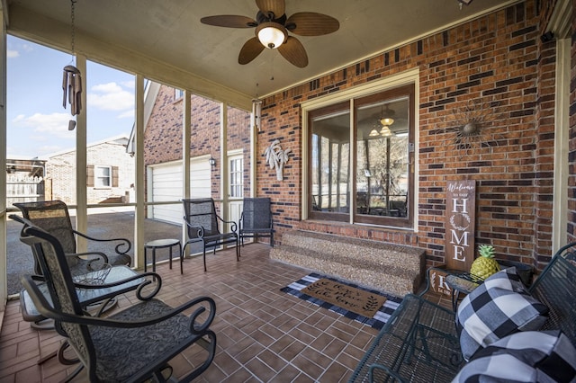 view of patio with ceiling fan