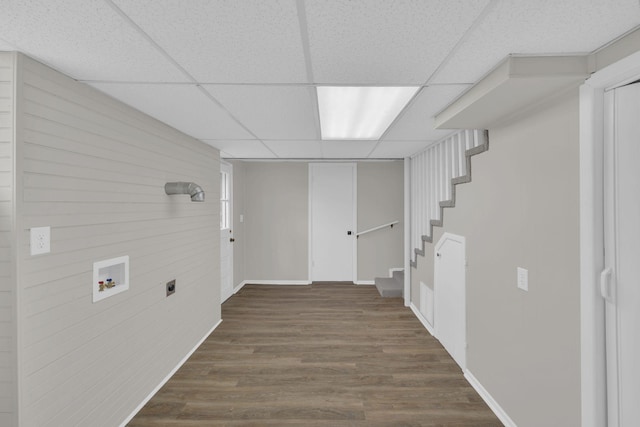 washroom featuring laundry area, washer hookup, wood finished floors, and hookup for an electric dryer