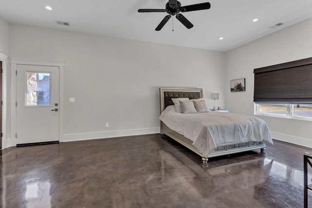 bedroom featuring ceiling fan