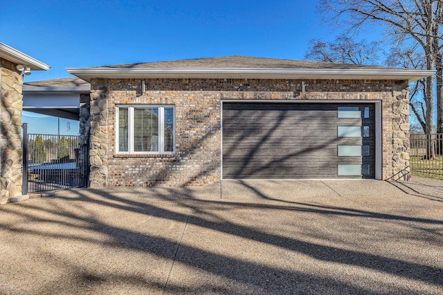 exterior space with a garage