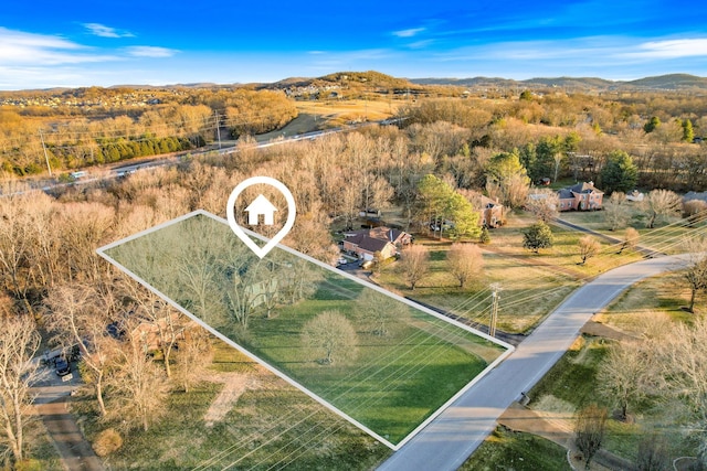 aerial view featuring a mountain view