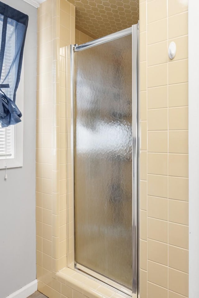 bathroom featuring walk in shower