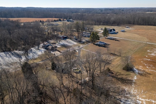 aerial view featuring a rural view