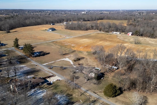 bird's eye view with a rural view