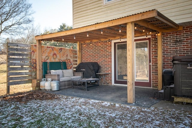 view of patio / terrace featuring grilling area and outdoor lounge area