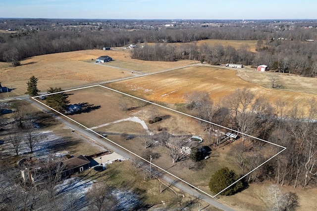 drone / aerial view with a rural view