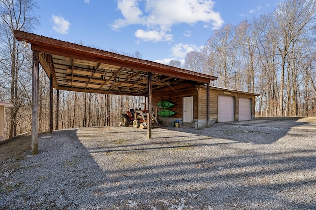 exterior space featuring a garage