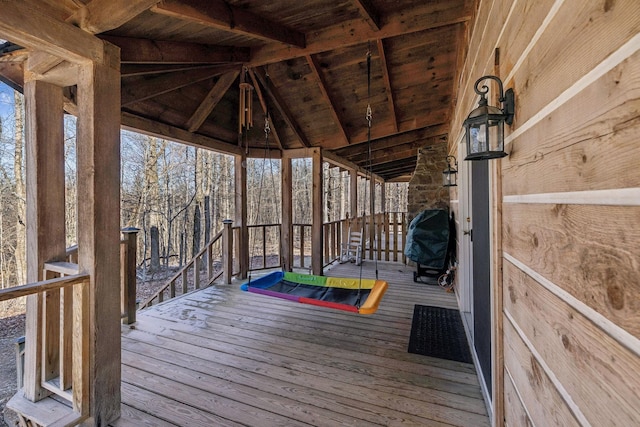 wooden deck with area for grilling