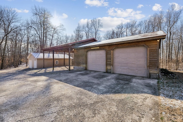 view of garage