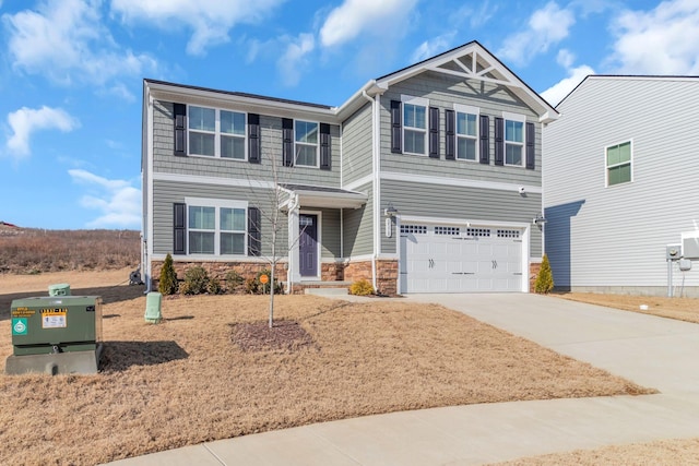 craftsman inspired home with a garage