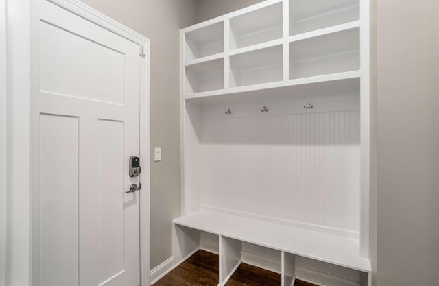 mudroom featuring dark hardwood / wood-style floors