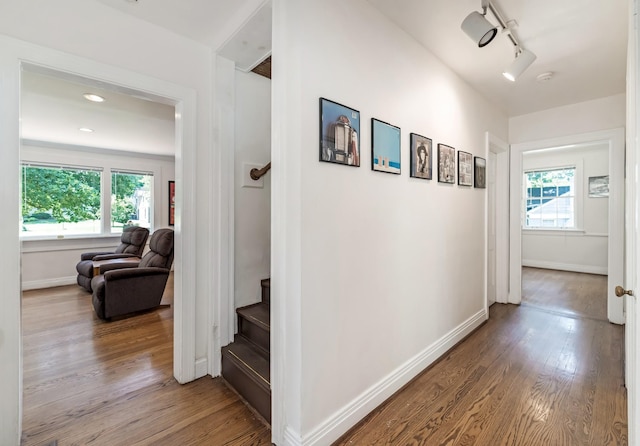 1704 Temple Ave, Nashville, TN 37215 - hall with rail lighting, a wealth of natural light, and light wood-type flooring