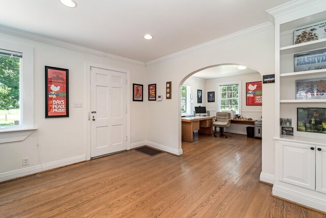1704 Temple Ave, Nashville, TN 37215 - foyer entrance featuring ornamental molding and light hardwood / wood-style floors
