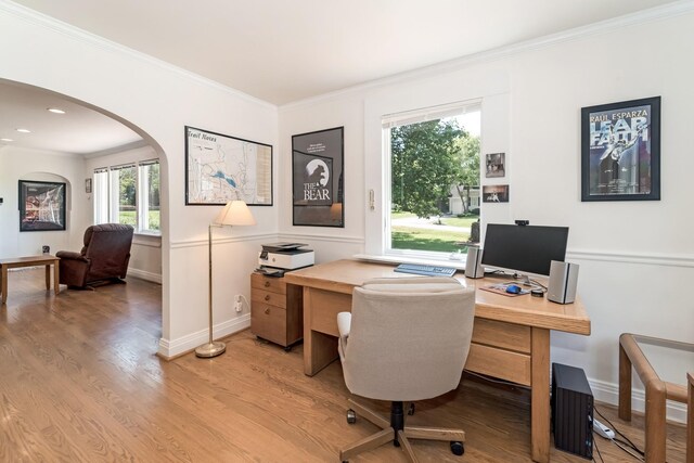 1704 Temple Ave, Nashville, TN 37215 - office with ornamental molding and light hardwood / wood-style flooring