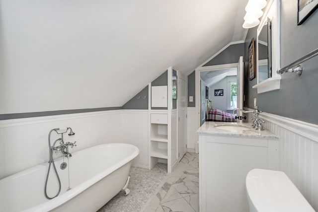 1704 Temple Ave, Nashville, TN 37215 - bathroom featuring vanity, a bath, and vaulted ceiling