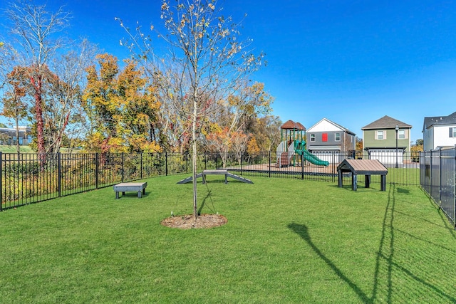 view of yard with a playground