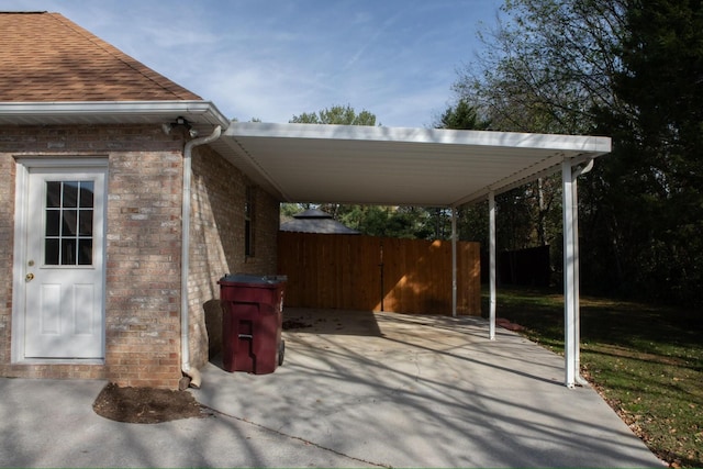 view of patio / terrace with a carport