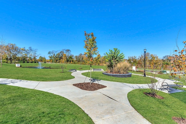 view of community featuring a yard