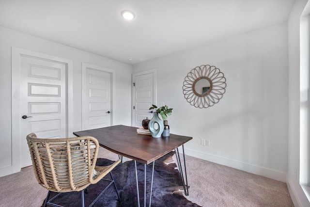 view of carpeted home office