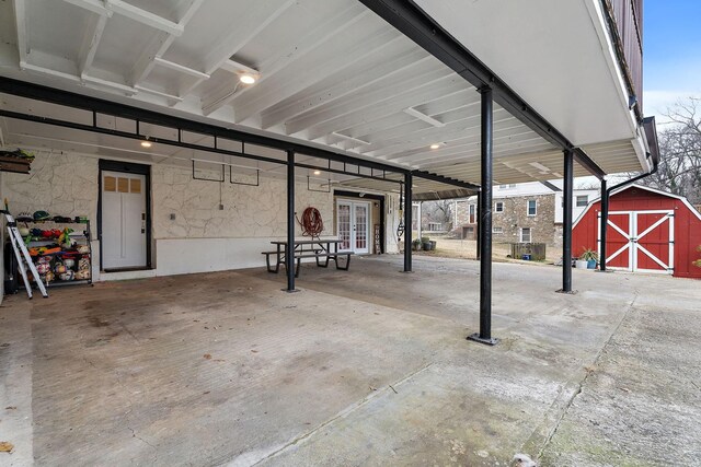 garage featuring french doors