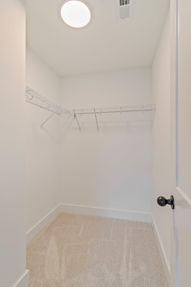 walk in closet with carpet