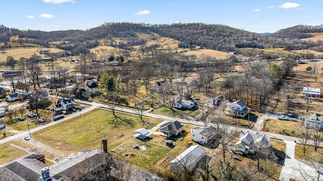 aerial view with a mountain view