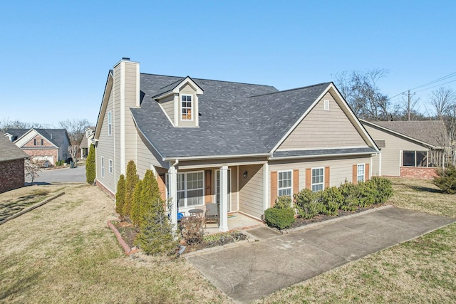 view of front of home with a front lawn