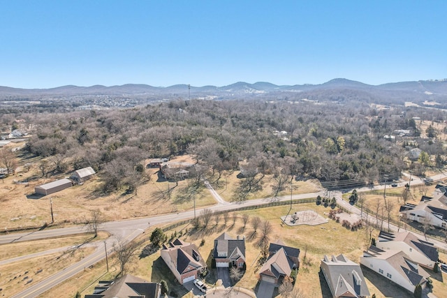 birds eye view of property with a mountain view