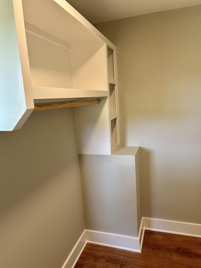 walk in closet featuring dark hardwood / wood-style flooring