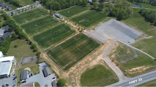 drone / aerial view featuring a rural view