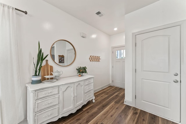 entryway featuring dark wood-type flooring