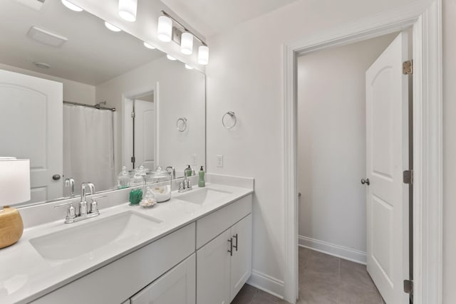 bathroom featuring vanity and tile patterned floors