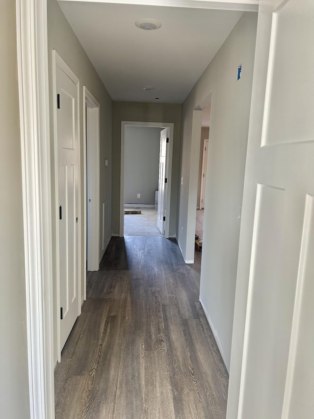 hall featuring dark hardwood / wood-style floors