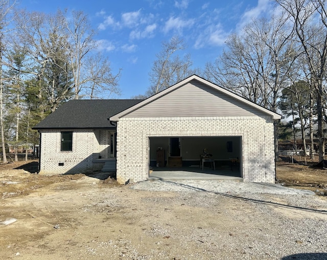 exterior space with a garage