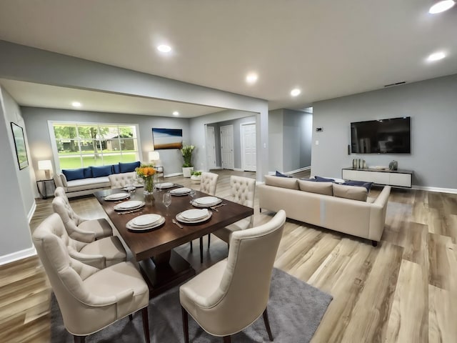 dining area featuring light hardwood / wood-style flooring