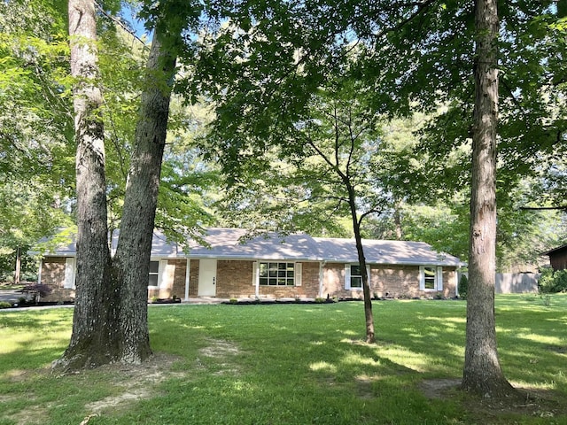 ranch-style home with a front yard