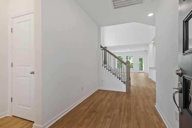 entrance foyer with hardwood / wood-style flooring