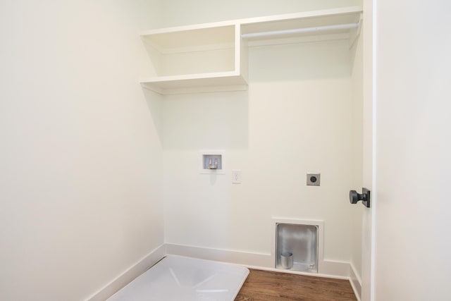 laundry room featuring washer hookup, hookup for an electric dryer, and dark hardwood / wood-style flooring