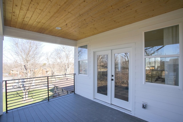 wooden deck with french doors