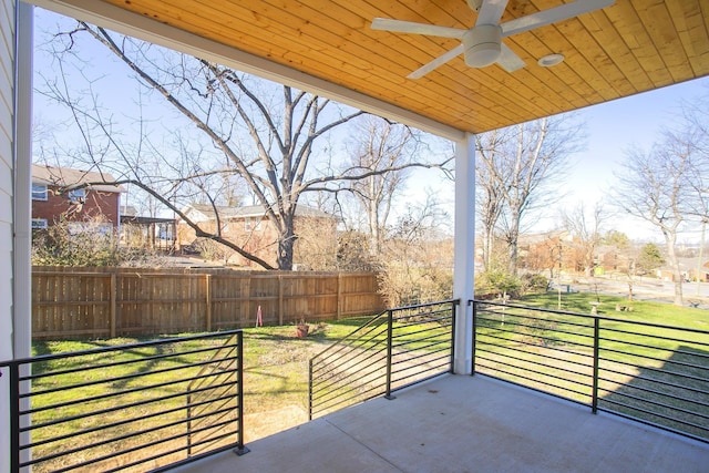 view of patio / terrace featuring ceiling fan