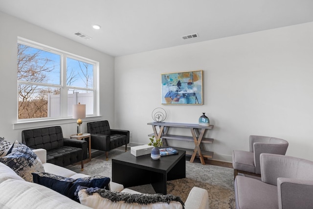 living room featuring light wood-type flooring