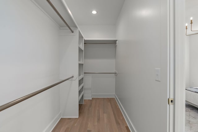 walk in closet featuring light wood-type flooring