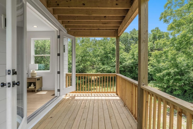 wooden terrace with french doors