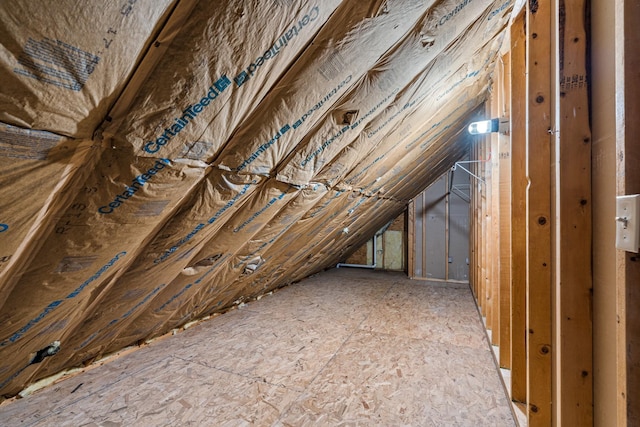 view of unfinished attic