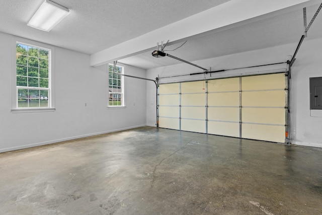 garage featuring a garage door opener and electric panel