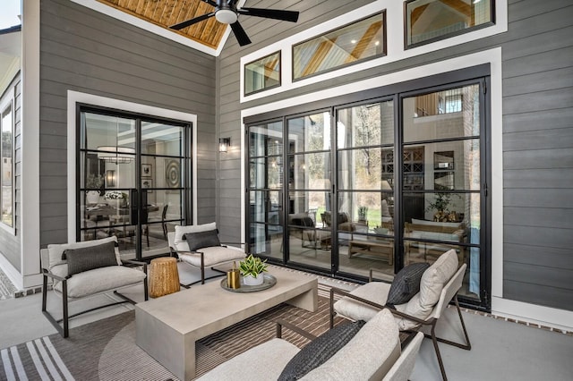 view of patio / terrace featuring an outdoor hangout area and ceiling fan